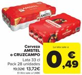 Oferta de Cerveza AMSTEL o CRUZCAMPO  por 13,72€ en Carrefour