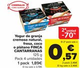 Oferta de Yogur de granja cremoso natural, fresa, coco o plátano FINCA CANTARRANAS por 1,89€ en Carrefour