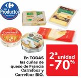 Oferta de En TODAS las cuñas de queso de Francia Carrefour y Carrefour BIO en Carrefour