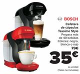 Oferta de BOSCH Cafetera de cápsulas Tassimo Style  por 35€ en Carrefour