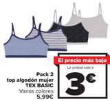 Oferta de Pack 2 top algodón mujer TEX BASIC  por 5,99€ en Carrefour