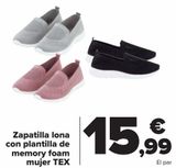 Oferta de Zapatilla lona con plantilla de memory foam mujer TEX  por 15,99€ en Carrefour