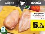 Oferta de Pechuga entera de pollo Carrefour por 5,49€ en Carrefour