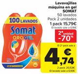 Oferta de Lavavajillas máquina en gel SOMAT  por 15,79€ en Carrefour