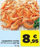Oferta de Langostino cocido por kg por 8,95€ en Carrefour