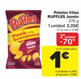 Oferta de Patatas fritas RUFFLES Jamón por 3,35€ en Carrefour