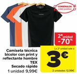 Oferta de Camiseta técnica bicolor con print y reflectante hombre TEX Secado rápido  por 9,99€ en Carrefour