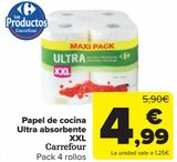 Oferta de Papel de cocina Ultra absorbente XXL Carrefour  por 4,99€ en Carrefour
