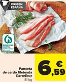 Oferta de Panceta de cerdo fileteada Carrefour por 6,59€ en Carrefour