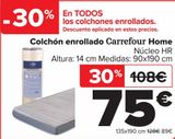 Oferta de Colchón enrollado Carrefour Home por 75€ en Carrefour