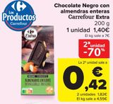 Oferta de Chocolate Negro con almendras enteras Carrefour Extra  por 1,4€ en Carrefour