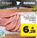 Oferta de Cinta de lomo de cerdo en filetes por 6,25€ en Carrefour