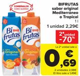 Oferta de BIFRUTAS sabor original Mediterráneo o Tropical por 2,29€ en Carrefour