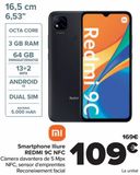 Oferta de MI Smartphone libre REDMI 9C NFC por 109€ en Carrefour