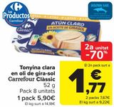 Oferta de Atún claro en aceite de girasol Carrefour Classic por 5,9€ en Carrefour