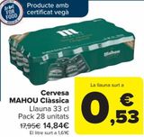 Oferta de Cerveza MAHOU Clásica por 14,84€ en Carrefour