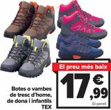 Oferta de Bota o deportivo trekking hombre, mujer e infantil TEX por 17,99€ en Carrefour
