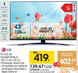 Oferta de LG TV Led 4K 43UQ91006LA  por 479€ en Eroski