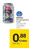 Oferta de MAHOU Cerveza IPA 5 Estrellas 33 cl por 0,88€ en Eroski