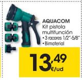Oferta de AQUACOM Kit pistola multifunción con 3 racores 1/2" - 5/8" bimaterial (D15) 1 por 13,49€ en Eroski
