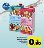 Oferta de Bebida de leche y frutas Tropical o Mediterráneo Carrefour  por 0,9€ en Carrefour