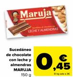 Oferta de Sucedáneo de chocolate con leche y almendras MARUJA por 0,45€ en Carrefour
