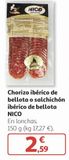 Oferta de Chorizo ibérico de bellota p salchichón ibérico de bellota Nico por 2,59€ en Alcampo