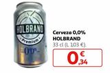 Oferta de Cerveza sin alcohol Holbrand por 0,34€ en Alcampo