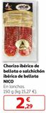 Oferta de Chorizo ibérico de bellota Nico por 2,29€ en Alcampo