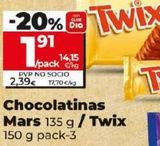 Oferta de Chocolatinas Twix por 2,39€ en Dia Market
