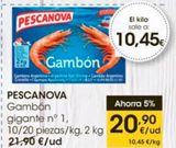Oferta de Gambones gigantes Pescanova por 20,9€ en Eroski