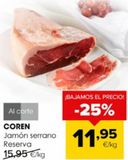 Oferta de Jamón serrano Coren por 11,95€ en Autoservicios Familia
