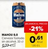 Oferta de Cerveza sin alcohol Mahou por 0,61€ en Autoservicios Familia