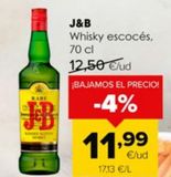Oferta de Whisky escocés J&B por 11,99€ en Autoservicios Familia