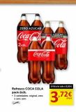 Oferta de ZERO AZÚCAR  Coca-Cola  2x2L  Coca-Cola  Refresco COCA COLA pack-2x2L  • 3 variedades: original, zero o zero zero  (309)  O AZUCAR CAFEINA  El litro le sale a 0,93 €  3.72€  en SPAR