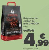 Oferta de Briquetas de carbón de leña CARCOA  por 4,99€ en Carrefour
