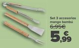 Oferta de Set 3 accesorios mango bambú por 5,99€ en Carrefour