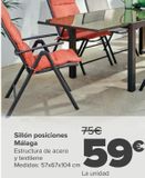 Oferta de Sillón posiciones Málaga  por 59€ en Carrefour