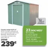 Oferta de Caseta metal 4,07 m2 por 239€ en Carrefour