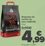 Oferta de Briquetas de carbón de leña CARCOA  por 4,99€ en Carrefour