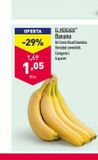 Oferta de OFERTA  -29%  1,49  1,05  Kilo  EL MERCADO Banana  De Costa Rica/Colombia.  Variedad cavendish. Categoria 1. A granel  en ALDI