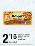 Oferta de Oscar Mayer  €/unidad  BACON  Madal  Bacon en lonchas OSCAR MAYER 150 g 14,33€/ko  en SPAR Fragadis