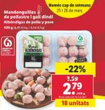 Oferta de Albóndigas de pollo y pavo por 2,79€ en Lidl
