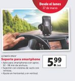 Oferta de Soporte de smartphone para coche por 5,99€ en Lidl