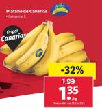 Oferta de Plátanos de Canarias por 1,35€ en Lidl