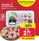Oferta de Albóndigas de pollo y pavo por 2,79€ en Lidl