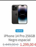 Oferta de NUEVO  iPhone 14 Pro 256GB Negro espacial  1.449,00 € 1.299,00 €  por 1299€ en K-tuin