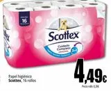 Oferta de Papel higiénico Scottex 16 rollos por 4,49€ en Unide Supermercados