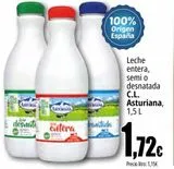 Oferta de Leche entera, semi o desnatada C.L Asturiana por 1,72€ en Unide Supermercados