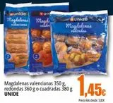 Oferta de Magdalenas valencianas redondas o cuadradas UNIDE  por 1,45€ en Unide Supermercados